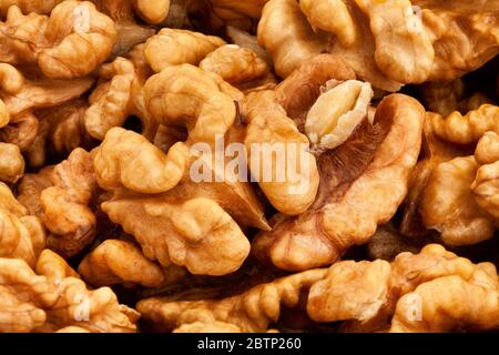 Walnuts Gruppe Makro Detail Nahaufnahme Stockfoto