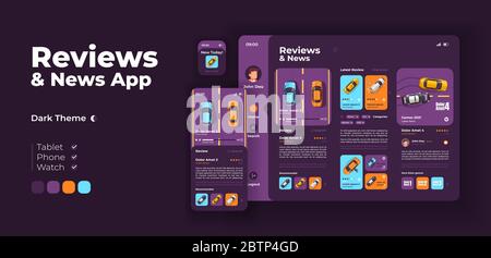 Transport Bewertungen und News App Bildschirm Vektor adaptive Design Vorlage Stock Vektor