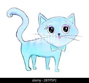 Niedliche Märchen blaue Katze - isoliert Charakter Stockfoto