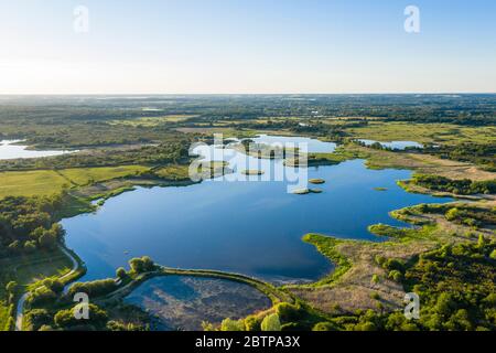 Frankreich, Indre, Berry, Brenne Regional Natural Park, Michel en Brenne, Teiche (Luftaufnahme) // Frankreich, Indre(36), Berry, Parc naturel régional de la Bre Stockfoto