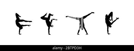 Silhouette einer Tänzerin. Gymnast. Man posiert und Tanzen. Sport Symbol. Design Element. Vector Illustration. Stock Vektor