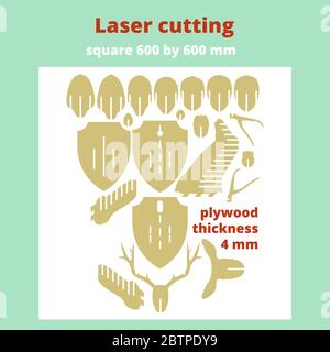 Layout zum Laserschneiden des Kopfes eines Hirsches Stock Vektor