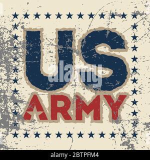 Illustration Druck auf T-Shirt U S Army Schriftarten Stock Vektor