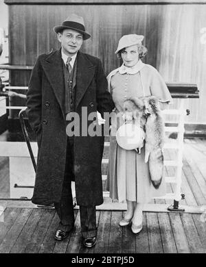 Marcel Wallenstein und Frau . September 1934 Marcel H. Wallenstein, Betreiber von Planet News. Londoner Fotoagentur Stockfoto