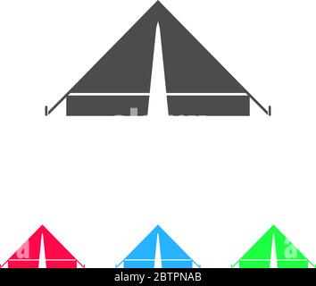 Zelt-Symbol flach. Farbpiktogramm auf weißem Hintergrund. Vektor-Illustration Symbol und Bonus-Symbole Stock Vektor
