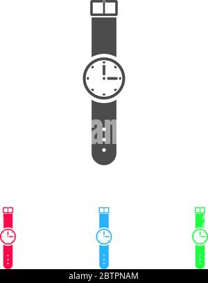 Armbanduhr Icon flach. Farbpiktogramm auf weißem Hintergrund. Vektor-Illustration Symbol und Bonus-Symbole Stock Vektor