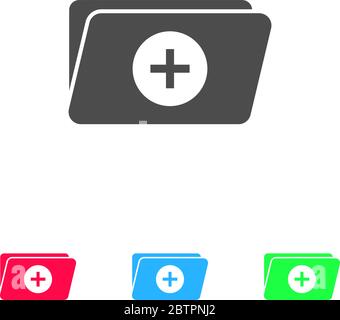 Flaches Ordnersymbol hinzufügen. Farbpiktogramm auf weißem Hintergrund. Vektor-Illustration Symbol und Bonus-Symbole Stock Vektor