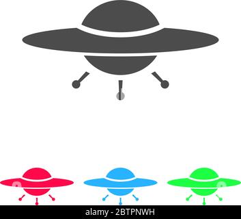 UFO-Symbol flach. Farbpiktogramm auf weißem Hintergrund. Vektor-Illustration Symbol und Bonus-Symbole Stock Vektor