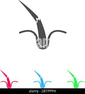 Symbol für Haarwurzel flach. Farbpiktogramm auf weißem Hintergrund. Vektor-Illustration Symbol und Bonus-Symbole Stock Vektor