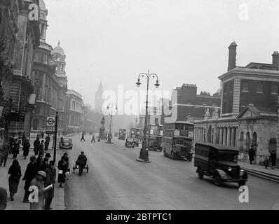 Straßenansicht von Whitehall, London. Februar 1939 Stockfoto