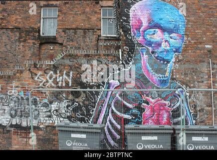 Skeleton Urban Street Art, Liverpool, Großbritannien Stockfoto