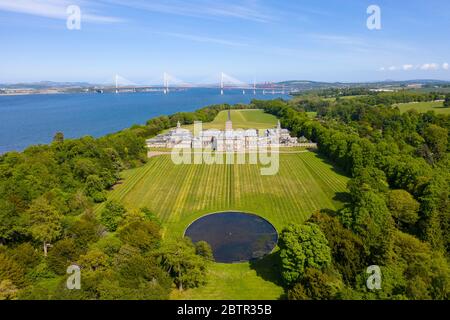 Luftaufnahme des Hopetoun House, South Queensferry, West Lothian, Schottland, Großbritannien Stockfoto