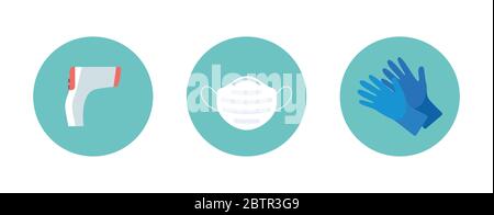 Satz Virenschutz. Symbole für die Gesundheits- und Medizinlinie. Symbole für Coronavirus Stock Vektor