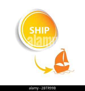 Aufkleber Schiff orange Art Vektor Stock Vektor