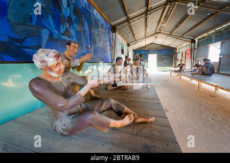 Szenen des Bürgerkriegs im Kokosnussbaum Gefängnis auf der Insel Phu Quoc - einem Thoi Gebiet in Vietnam. Realistische Szenen mit Puppen. Stockfoto