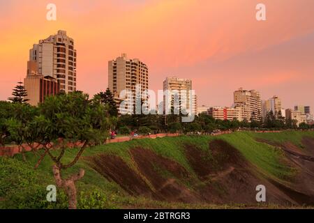 Skyline, Miraflores District, Lima, Peru Stockfoto