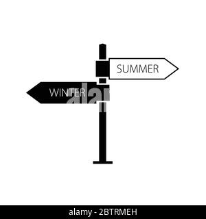 Schild Winter Sommer schwarz Vektor Illustration Stock Vektor