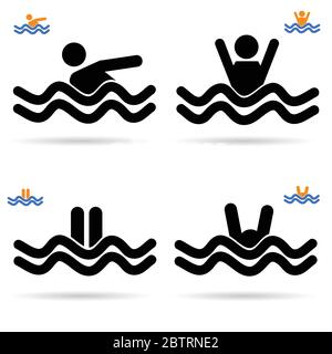 Schwimmen Symbol Vektor in bunten Stock Vektor