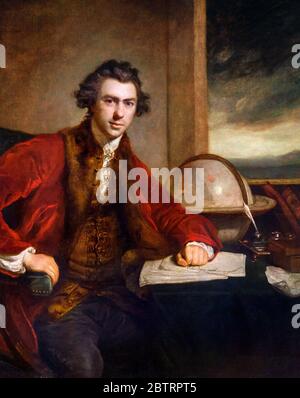 Sir Joseph Banks (1743–1820), Porträt von Sir Joshua Reynolds, Öl auf Leinwand, um 1771-1773. Stockfoto