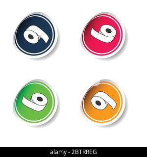 Aufkleber von Toilettenpapierrolle Vektor-Illustration Stock Vektor