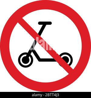Kein Kick Scooter Symbol. Kein Kick Scooter Symbol. Der rote Kreis, der das Verbot Stock Vektor
