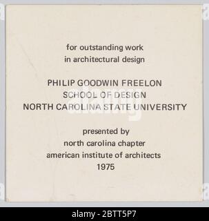 Karte zu Ehren von Philip Goodwin Freelon. Karte zu Ehren von Philip Goodwin Freelon, School of Design North Carolina State University. Stockfoto