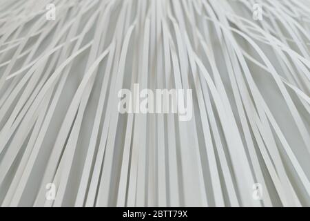 3D-Rendering von weißen Streifen abstrakten Hintergrund auf weißer Oberfläche, Papierstruktur Stockfoto