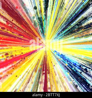 Explosion von bunten Farben auf weißem Hintergrund Stockfoto