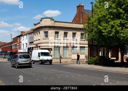 High Street und St Peters Hill, Grantham, Lincolnshire, England. Mai 2020 Stockfoto