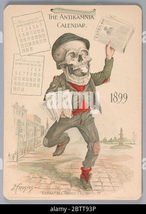 Der Antikamnia Kalender Januar und Februar 1897 die Diagnose. Forschung in ProgressJanuar und Februar 1897. Stockfoto