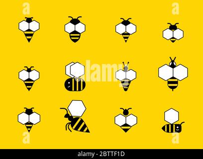 Bienen und Honig Vektor Linien Symbole gesetzt Stock Vektor