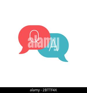 Frage und Antwort Zeile und Glyph-Symbol, e Lernen und Bildung, Sprechblase Chat-Zeichen. Stock Vektor Illustration isoliert auf weißem Hintergrund. Stock Vektor