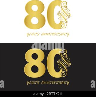 80 Jahre Jubiläum Vektor, Stil für Feier, Logo Vorlage Stock Vektor