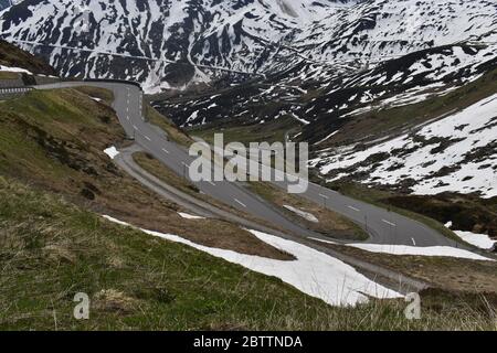 Roadtrip zum Oberalppass in der Schweiz Stockfoto