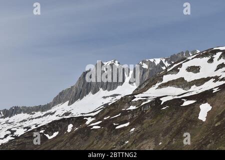 Roadtrip zum Oberalppass in der Schweiz Stockfoto