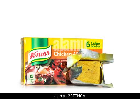 Knorr-Kuben, Suppenbasis, Huhn Stockfoto