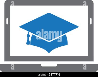 Symbol für Abschlusskappe. Symbol für Online-Bildung Stock Vektor