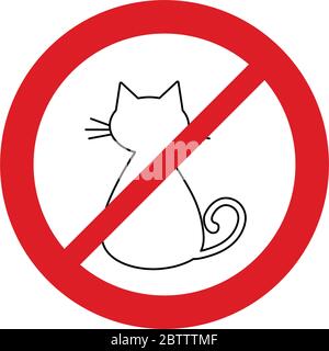 Kein Symbol für Katze verboten. Kein Tiersymbol. Keine Haustiere. Stock Vektor