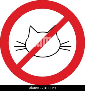Kein Symbol für Katze verboten. Kein Tiersymbol. Keine Haustiere. Stock Vektor