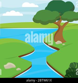 Natürliche Sommerlandschaft Stock Vektor