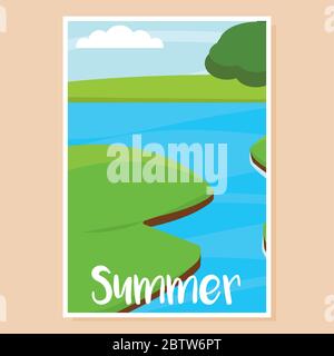Poster für die Sommerlandschaft Stock Vektor