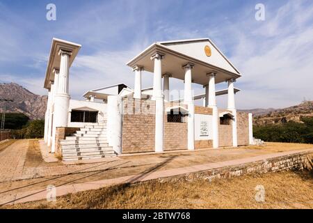 Denkmal von Alexander dem Großen, Schlacht von den Hydaspes, Jalalpur, Jhelum Fluss, Jhelum Bezirk, Punjab Provinz, Pakistan, Südasien, Asien Stockfoto