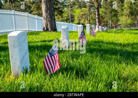 Sturgis, SD, USA - 29. Mai 2019: Der Fort Meade Friedhof Stockfoto