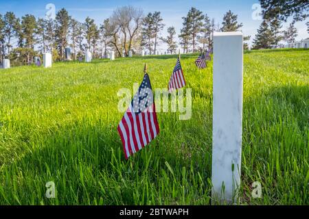 Sturgis, SD, USA - 29. Mai 2019: Der Fort Meade Friedhof Stockfoto