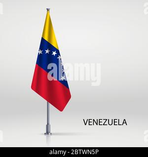 Venezuela hängende Flagge auf Fahnenstange Stock Vektor