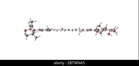 Lutein ist ein Xanthophyll und eines von 600 bekannten natürlich vorkommenden Carotinoiden. 3d-Darstellung Stockfoto