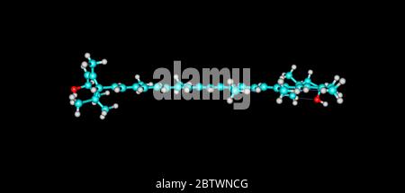 Lutein ist ein Xanthophyll und eines von 600 bekannten natürlich vorkommenden Carotinoiden. 3d-Darstellung Stockfoto