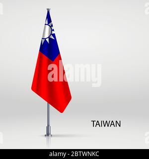 Taiwan hängende Flagge auf Fahnenstange Stock Vektor
