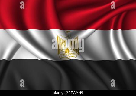 Ägyptische Nationalflagge aus Seide. Vektorstruktur aus Stoff Stock Vektor