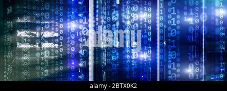 Matrix futuristisches Thema mehrere Exposition binäre Zahlen. Website-Banner für Rechenzentren. Stockfoto